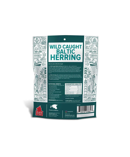 Plato Wild-Caught Baltic Herring Dog Treats - Single-Ingredient Whole Fish for Omega-3 Skin & Coat Support - Air-Dried, Grain-Free, High-Protein Natural Treats